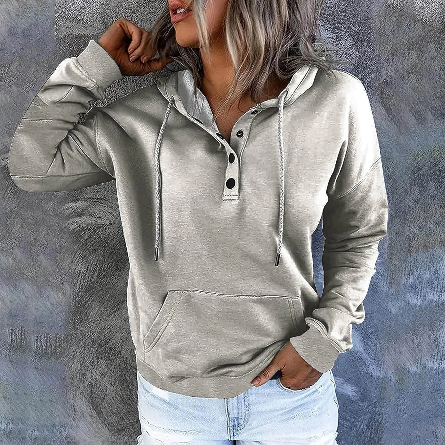 SMIDOW Hooded Sweatshirts for Women Pullover Tops Fleece Fall Winter Tunic Blouses Athletic Workout Pullover Y2K Clothes