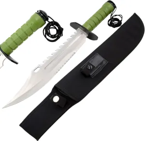 Snake Eye Tactical Fix Blade Rambo Style Survival Hunting Outdoor Knife With Nylon Sheath (Green)