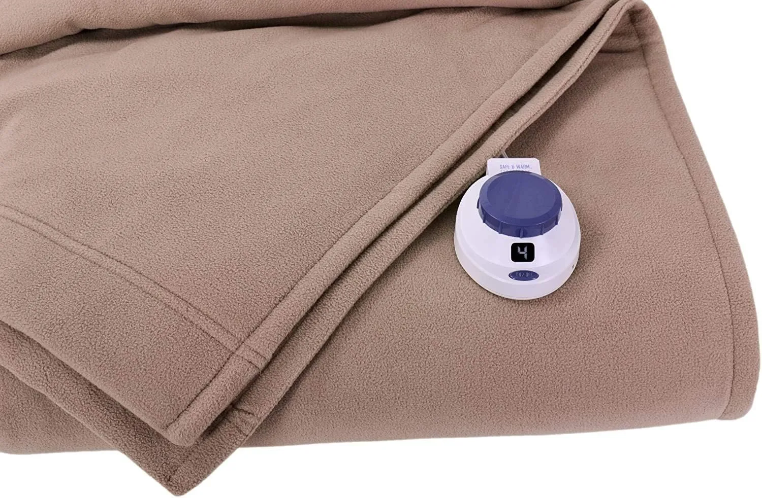 SoftHeat - King Micro-Fleece Heated Blanket - Luxuriously Warm & Soft Electric Blanket, Patented Low-Voltage Technology (Beige, King)