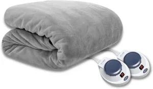 SoftHeat - King Micro-Fleece Heated Blanket - Luxuriously Warm & Soft Electric Blanket, Patented Low-Voltage Technology (Grey, King)