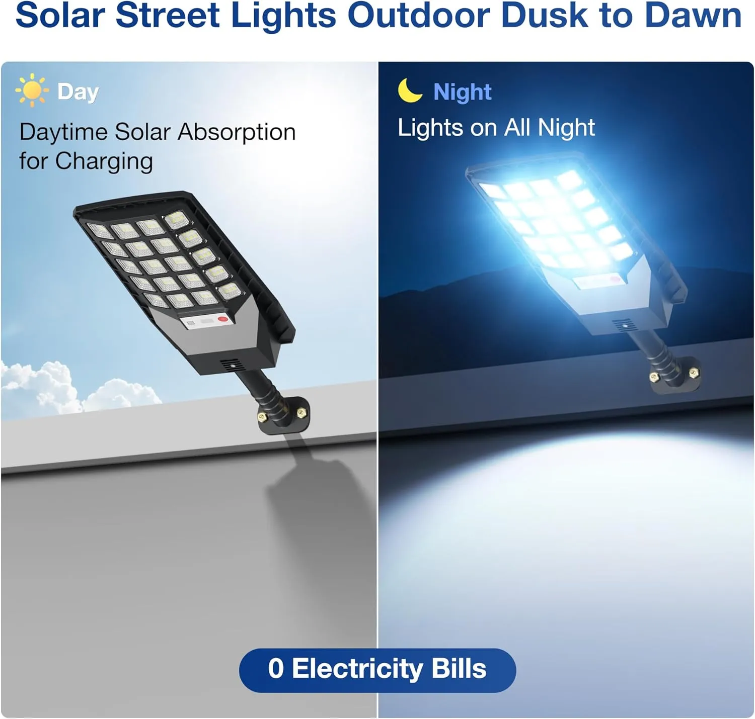 Solar Lights Outdoor - 320° Wide Angle Solar Street Lights Outdoor IP66 Waterproof, 6500K Dusk to Dawn Flood Lights Motion Sensor with Remote Control for Yard, 2 Pack