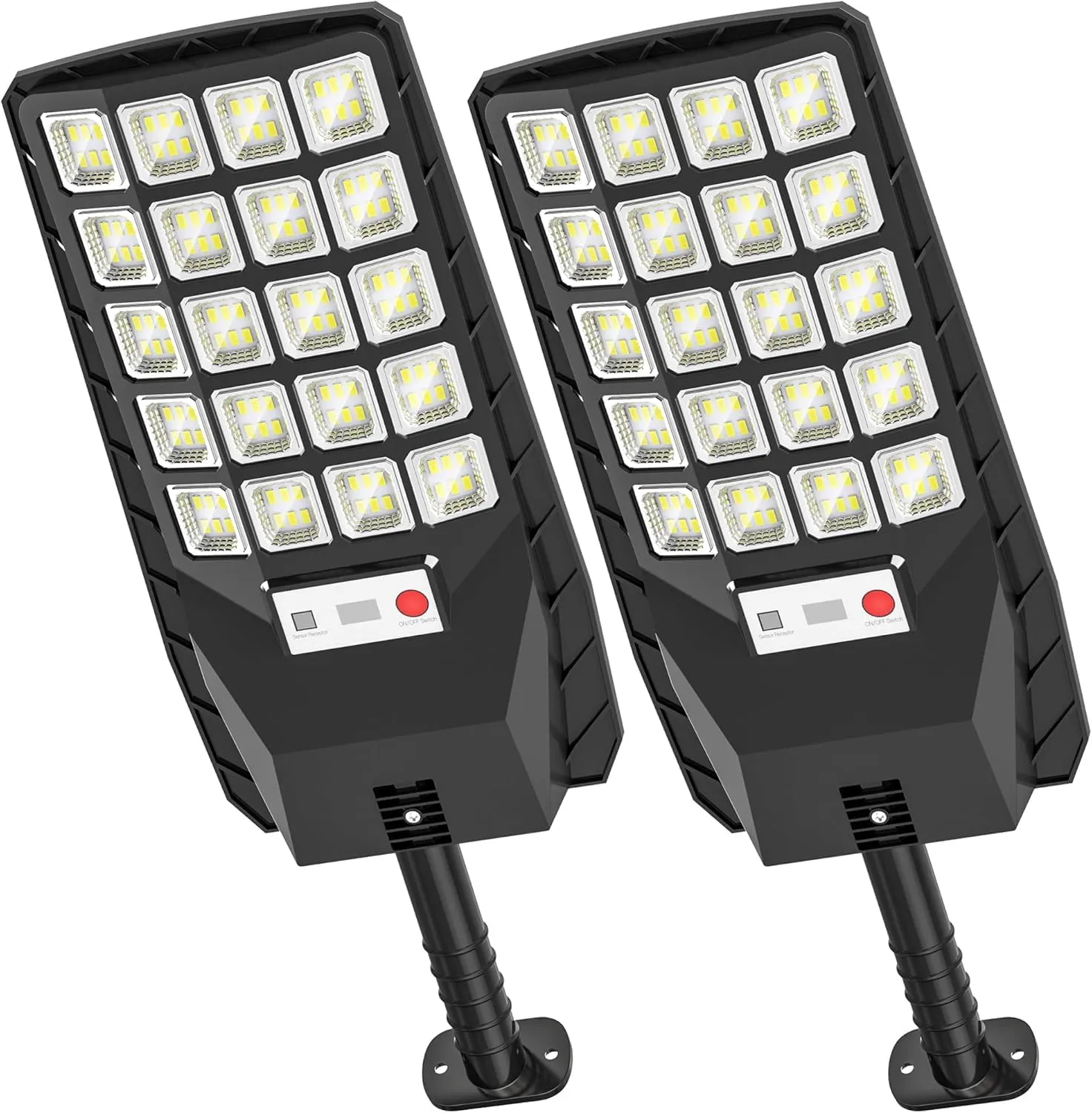 Solar Lights Outdoor - 320° Wide Angle Solar Street Lights Outdoor IP66 Waterproof, 6500K Dusk to Dawn Flood Lights Motion Sensor with Remote Control for Yard, 2 Pack