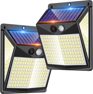 Solar Lights Outdoor Motion Sensor - Solar Motion Detector Lamps for Outside, 238 LED with 300° Angle Illumination and 3 Lighting Modes, IP65 Waterproof Solar-Powered for Garden, Patio, Yard [2 Pack]