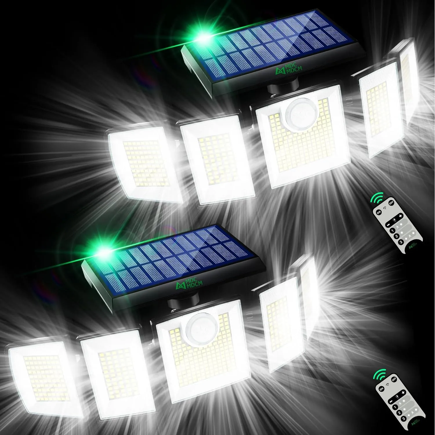 Solar Lights Outdoor Waterproof Motion Sensor - 416 LEDs 3000 Lumens Super Bright 3 Brightness 3 Modes 2400mAh 360° Illumination 32ft Solar Flood Security Light for Outside - 2Pack