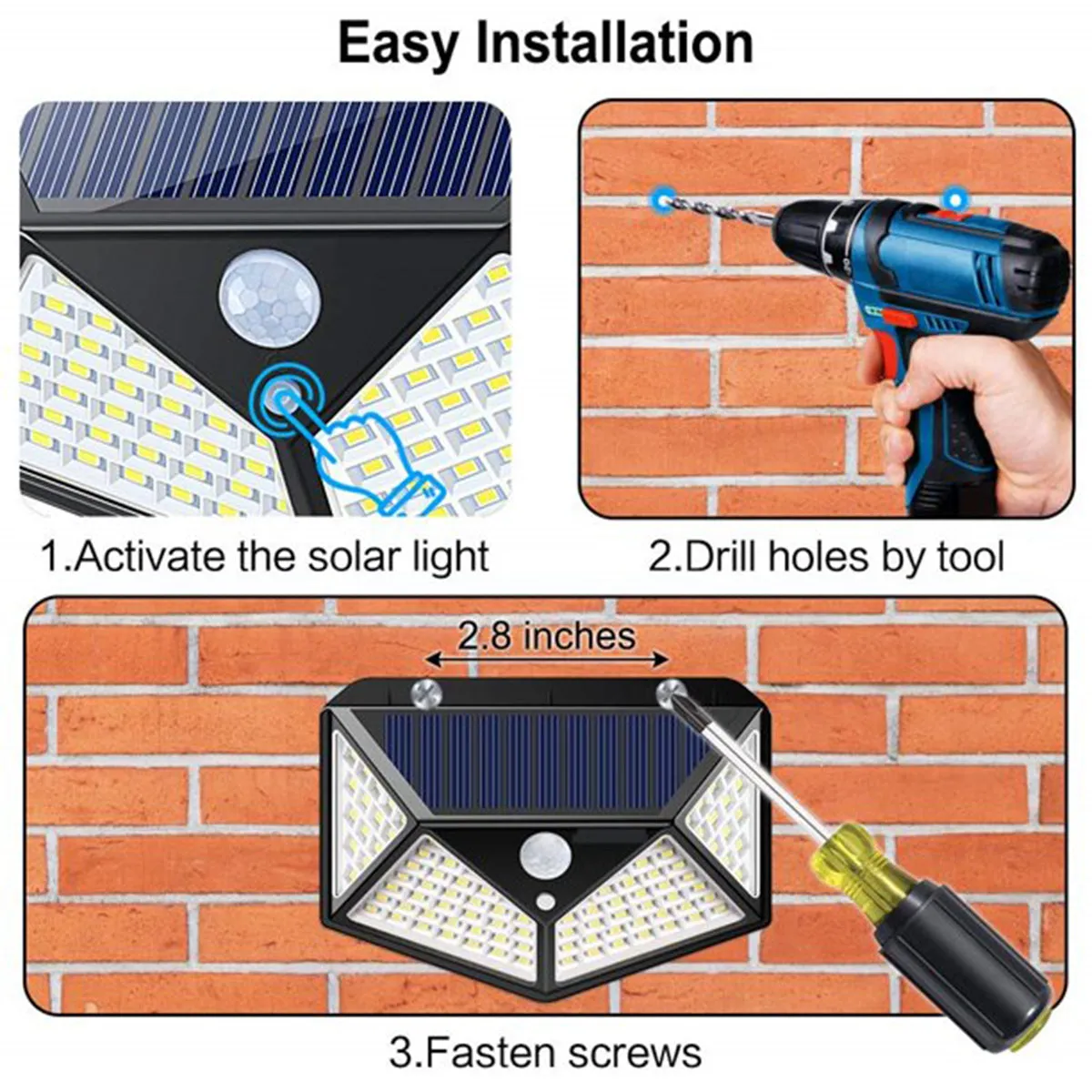 Solar Motion Sensor Light (Wall Mounted Pack of 2)