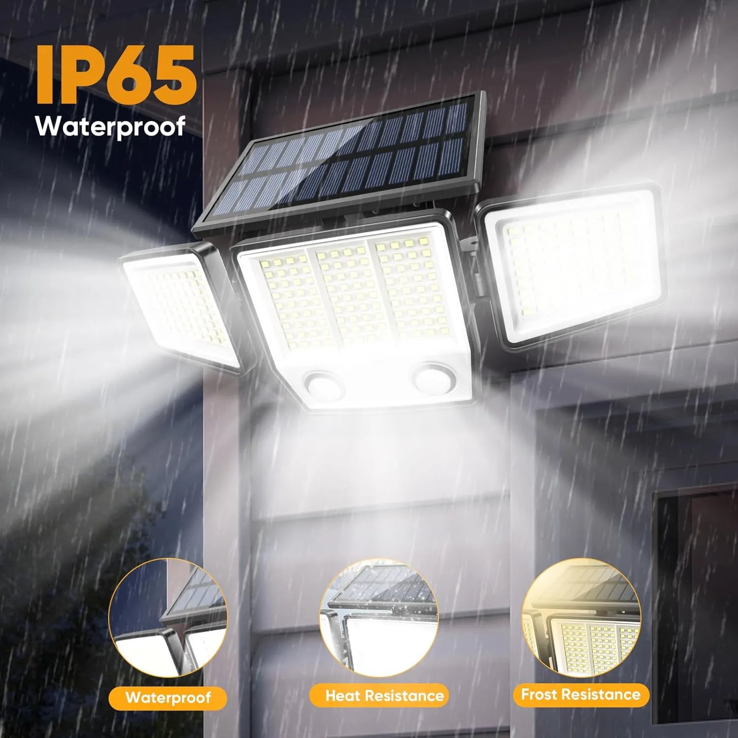 Solar Motion Sensor Outdoor Lights Waterproof - 3000LM 3 Modes Security Lights Outdoor 270° Illumination IP65 LED Flood Wall Light for Garden Yard Patio Pathway (2Pack Remote Control)