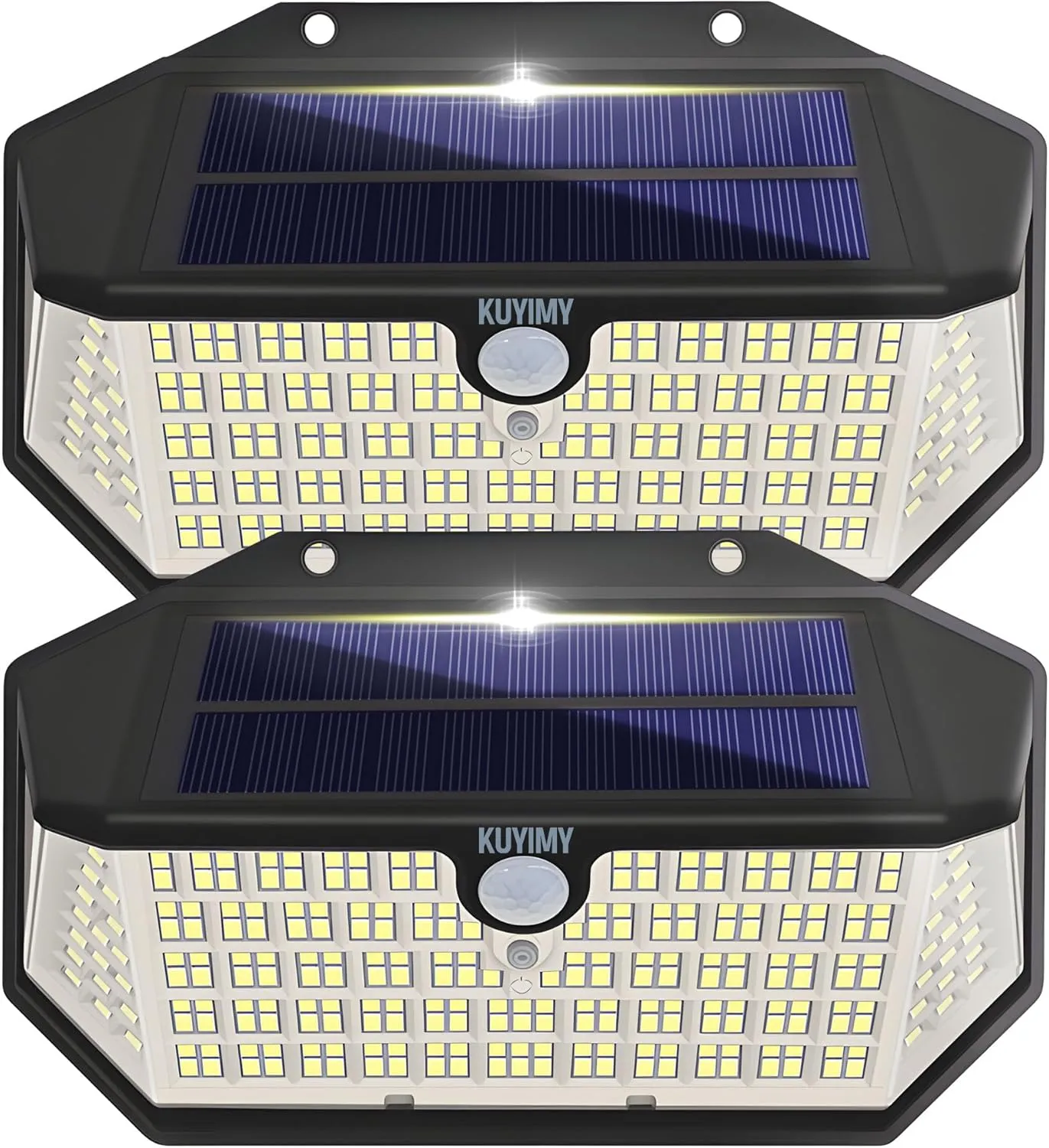 Solar Outdoor Lights, 266LED with Motion Sensor and 3 Lighting Modes, IP65 Waterproof, 5 Sides of 220° Wide Angle Light, Intelligent Security Wireless Lights for Porch, Patio(White, 2pack)