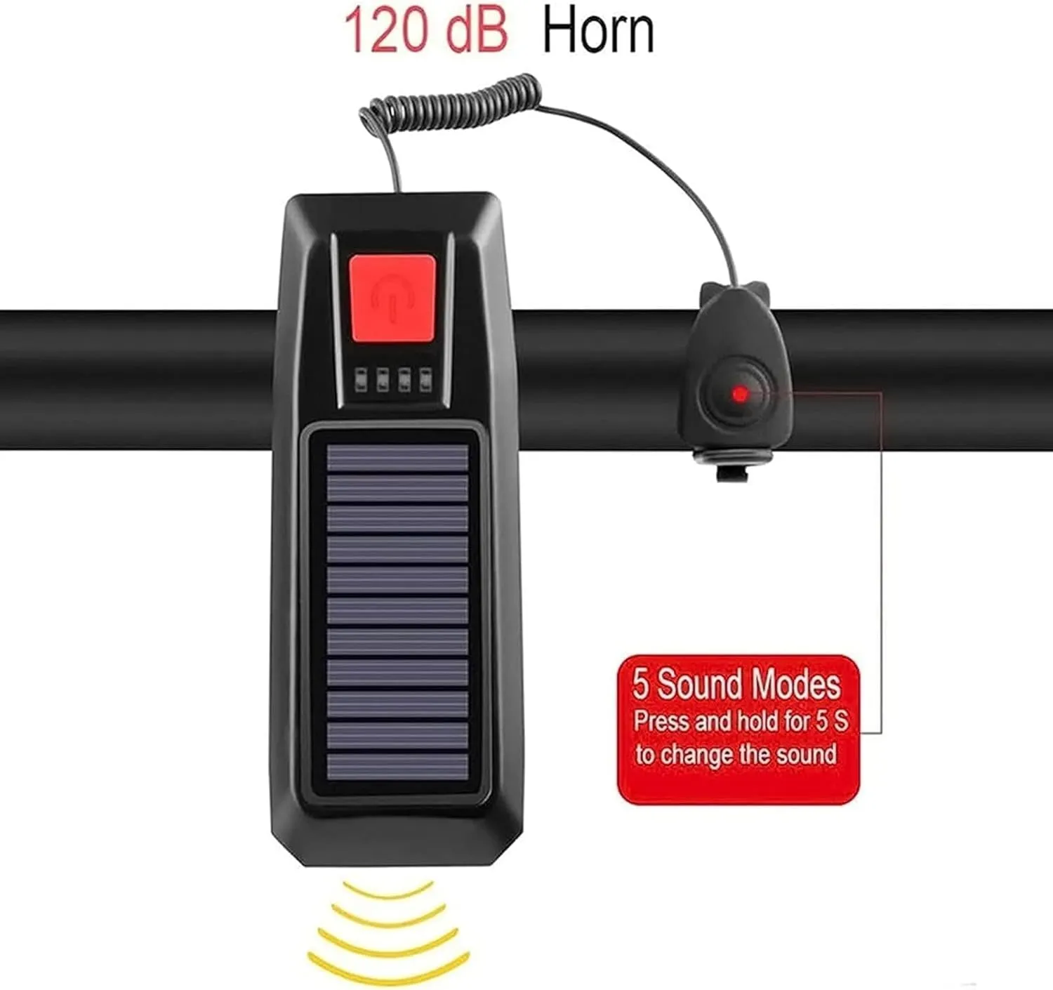 Solar Powered Bike Light & Wireless Control Tail Light with Horn, Turn Signal Light