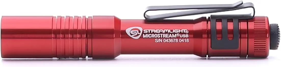 Streamlight 66602 MicroStream 250-Lumen EDC Ultra-Compact Flashlight with USB Rechargeable Battery, Clear Retail Packaging, Red