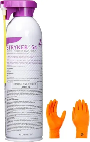 Stryker 54 Aerosol Contact Insect Spray with Injector 15oz | Premium USA Supply Gloves for Safe Eradication | USA Supply Pest ID Card