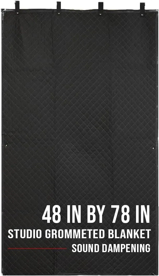 Studio Sound Dampening Blanket 48" x 78" - Door - Window - Diamond Pattern Insulated Blanket, Light Blocker, Sound Absorbing - Grommets and Loops