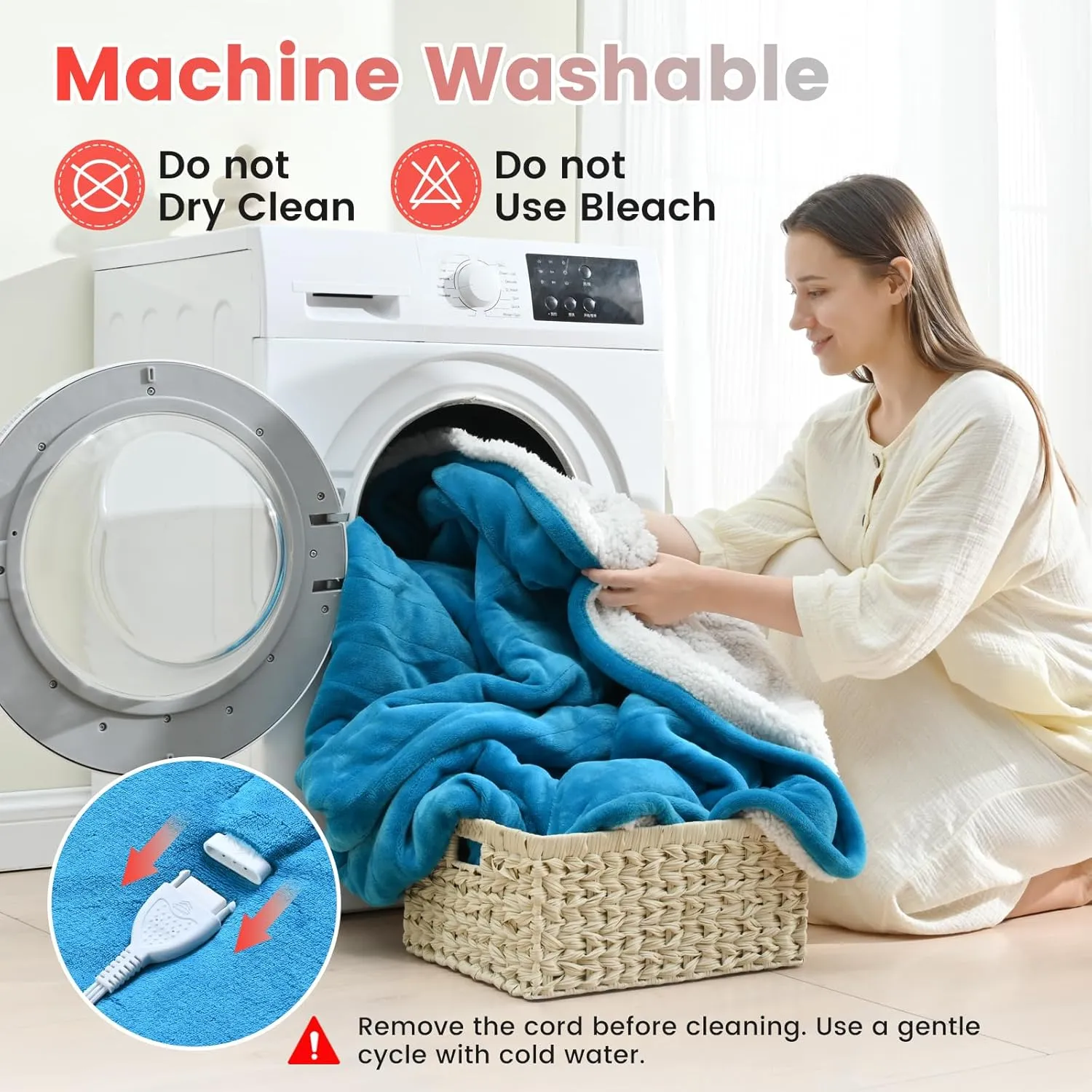 Sunable Heated Electric Blanket - Machine Washable Heating Blanket with Time Settings 10 Heat Settings Full Size 77×84 inches, ETL Certified, Teal - Velvet & Sherpa