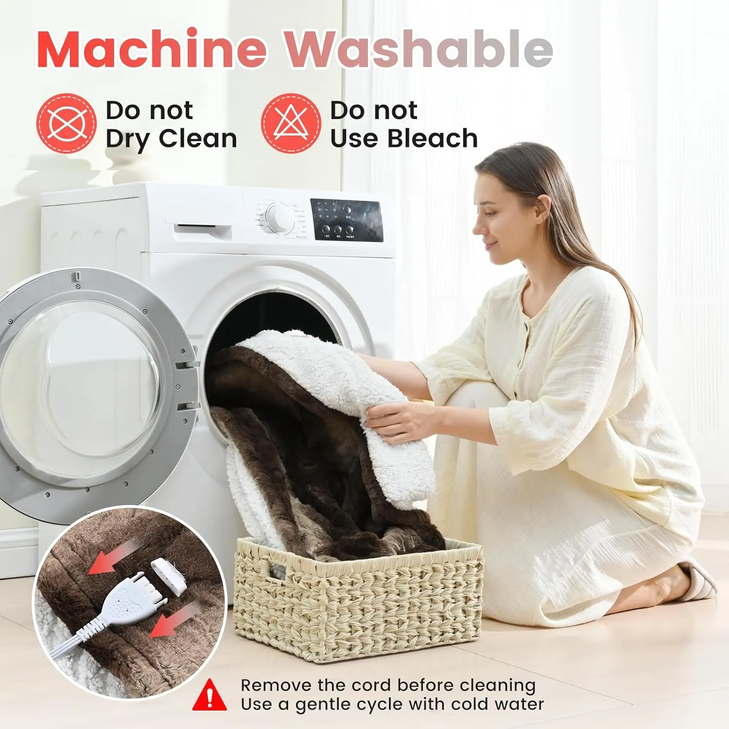 Sunable Heated Electric Throw - Machine Washable Soft Comfortable Heating Blanket with 4 Heat Settings 50×60 inches Chocolate - Faux Fur & Sherpa
