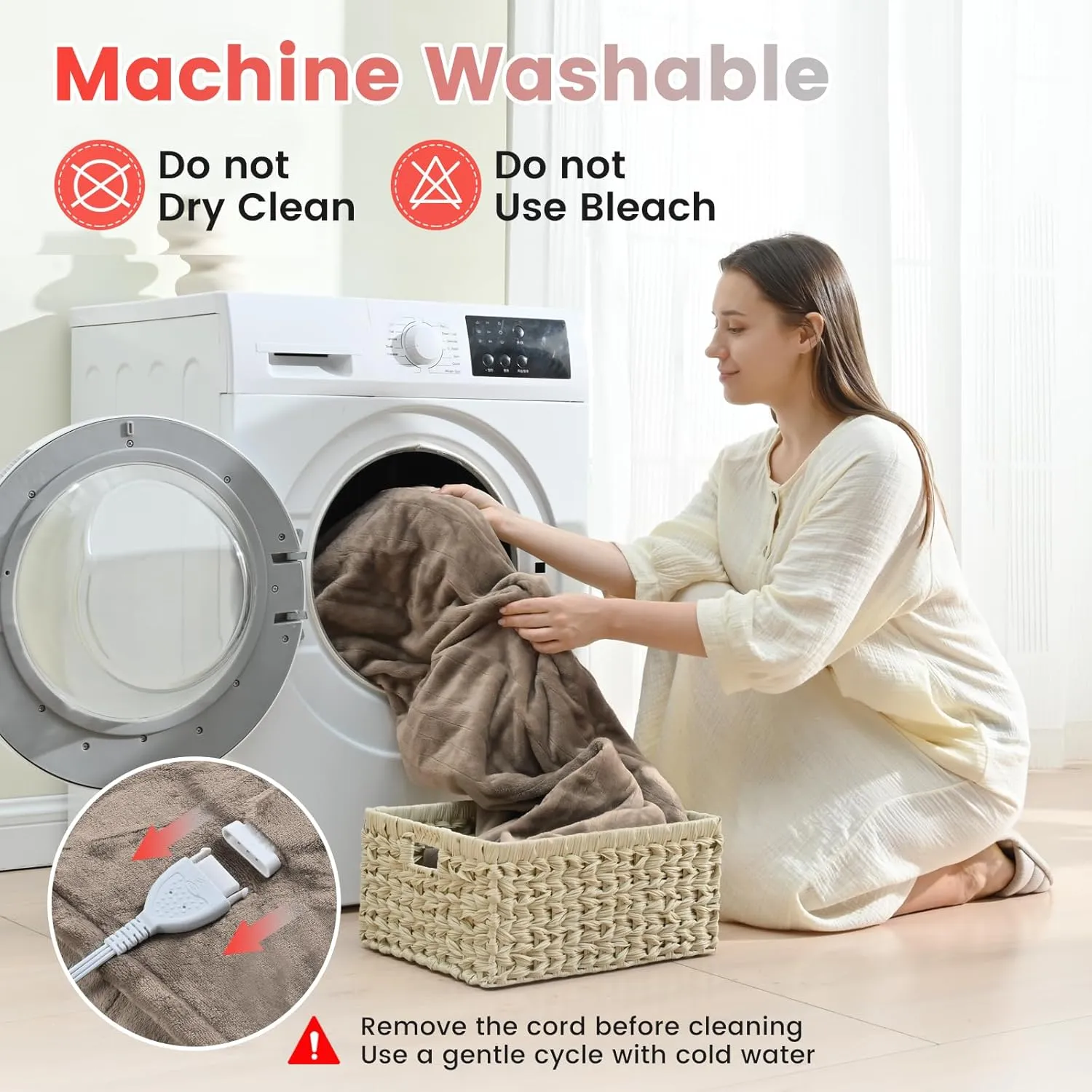 Sunable Heated Electric Throw - Machine Washable Soft Comfortable Heating Blanket with 4 Heat Settings 50×60 inches Taupe - Velvet