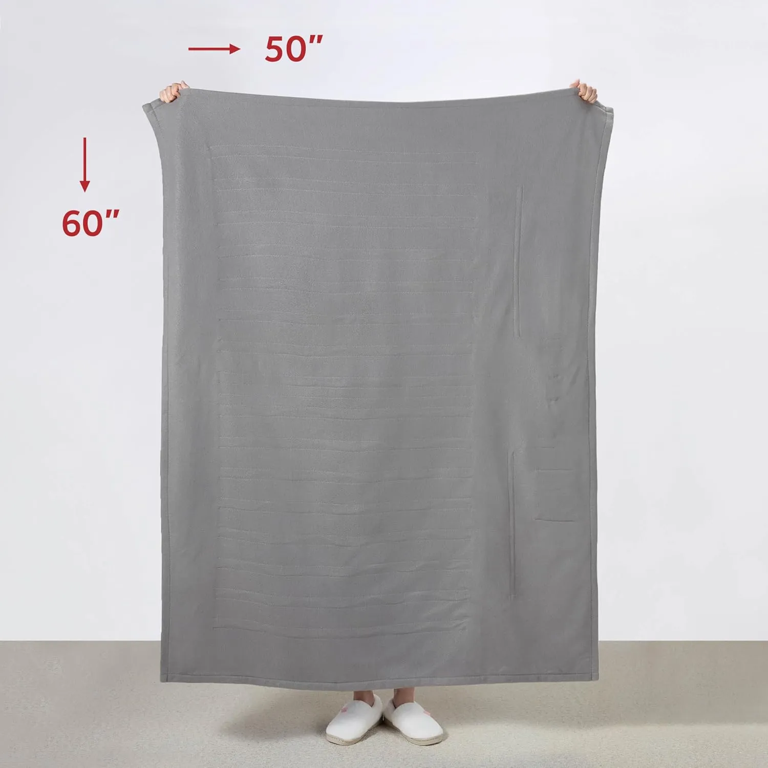 Sunbeam Electric Throw, Soft, Warm, Flannel Heated Blanket, 4 Heat Settings, 4-Hour Auto Shut-Off, Fast Heating, Comfy and Cozy, Grey Color, 50" x 60"