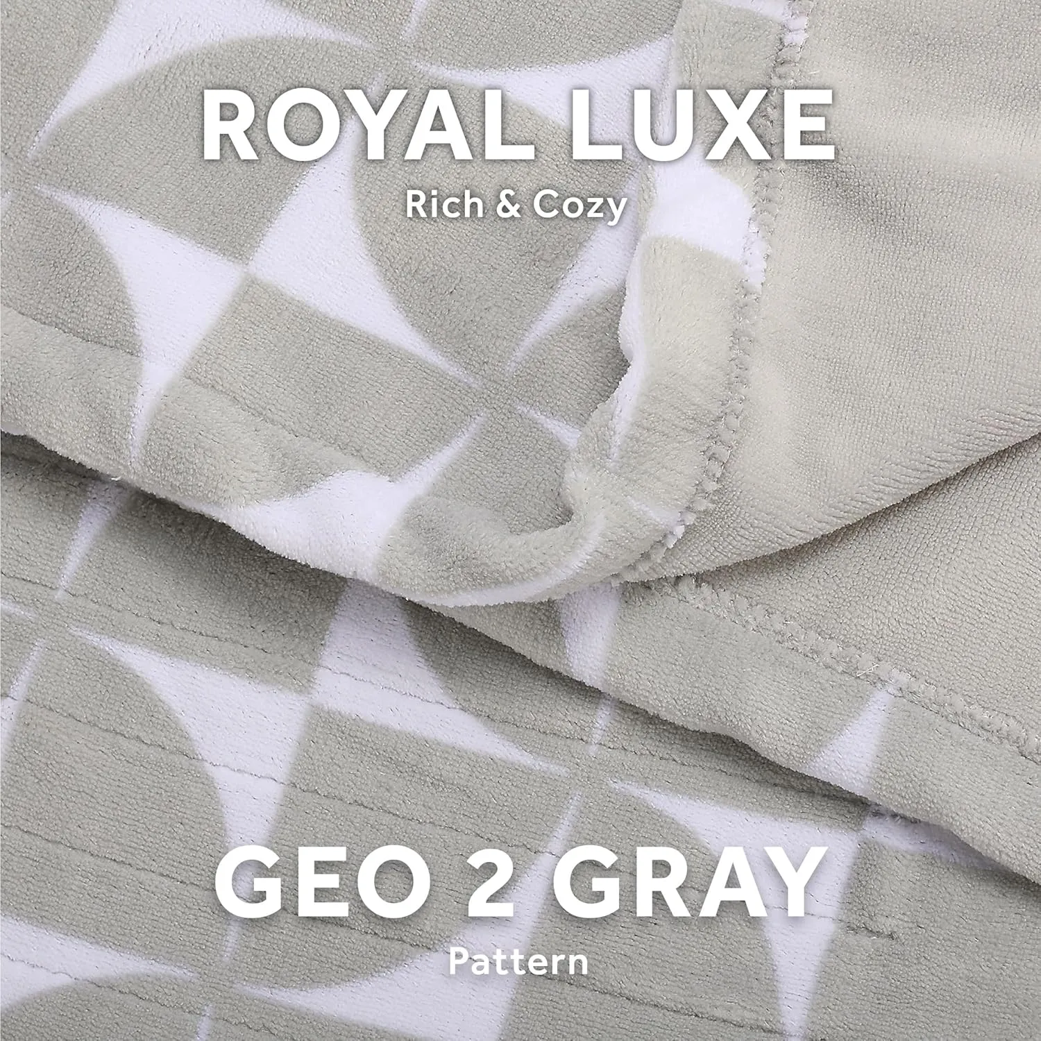 Sunbeam Royal Luxe Microplush Heated Throw Electric Blanket, 50" x 60", 4-Hour Auto Shut-Off,Fast Heating, Machine Washable, Warm and Cozy, Grey Geometric