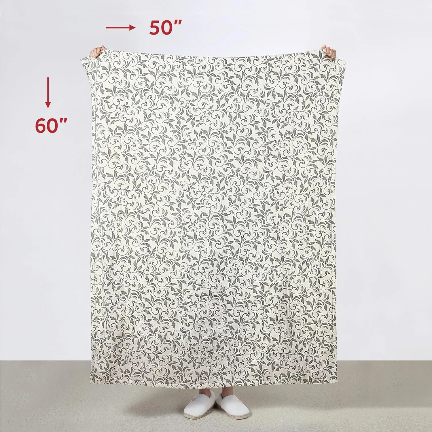 Sunbeam Royal Mink Sherpa Heated Throw Electric Blanket, 50" x 60", 4 Heat Settings, 4-Hour Auto Shut-Off, Warming Throw for Couch, Fast Heating, Machine Washable, Warm and Cozy, Grey Cape Paisley