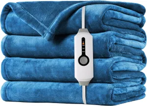 SUNNY HEAT Electric Blanket 72"x84" Full Size Cozy Warm Flannel with 4 Heating Levels & 10 Auto Off, Comfort Heating Blanket, for Bed & Office, Teal