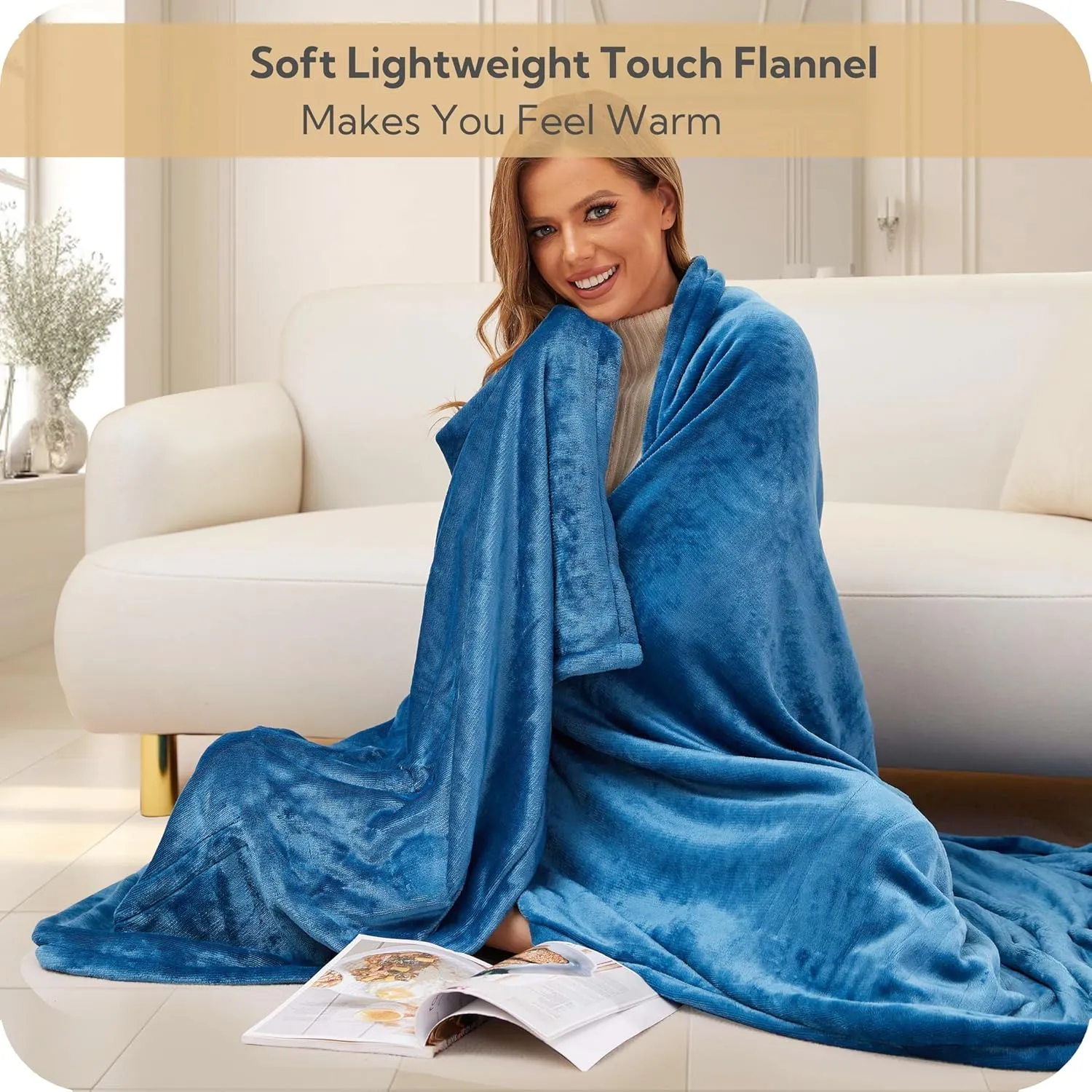 SUNNY HEAT Electric Blanket 72"x84" Full Size Cozy Warm Flannel with 4 Heating Levels & 10 Auto Off, Comfort Heating Blanket, for Bed & Office, Teal