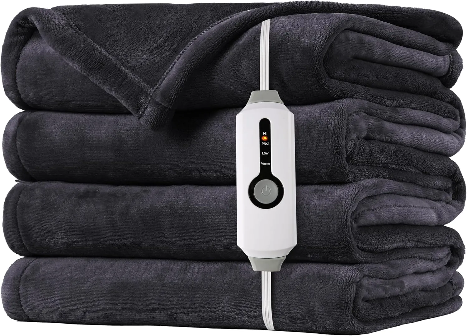 SUNNY HEAT Heated Electric Blanket Full Size 72"x84" - Cozy Warm Flannel Heated Blanket with 4 Heating Levels & 10 Auto Off - Winter Comfort Heating Blanket, Sleep Aid Bedding, Dark Grey
