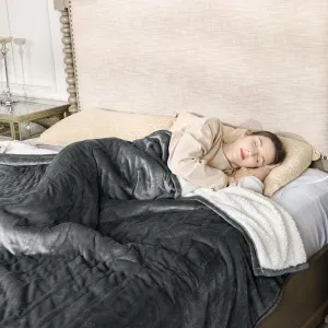 Sunvivi Heated Blanket Queen Size, Electric Throw Dual Control, 5 Years Warranty, 10 Heat Settings, 12 Hours Auto Off, Soft Flannel and Sherpa, Machine Washable, ETL Certified, Grey