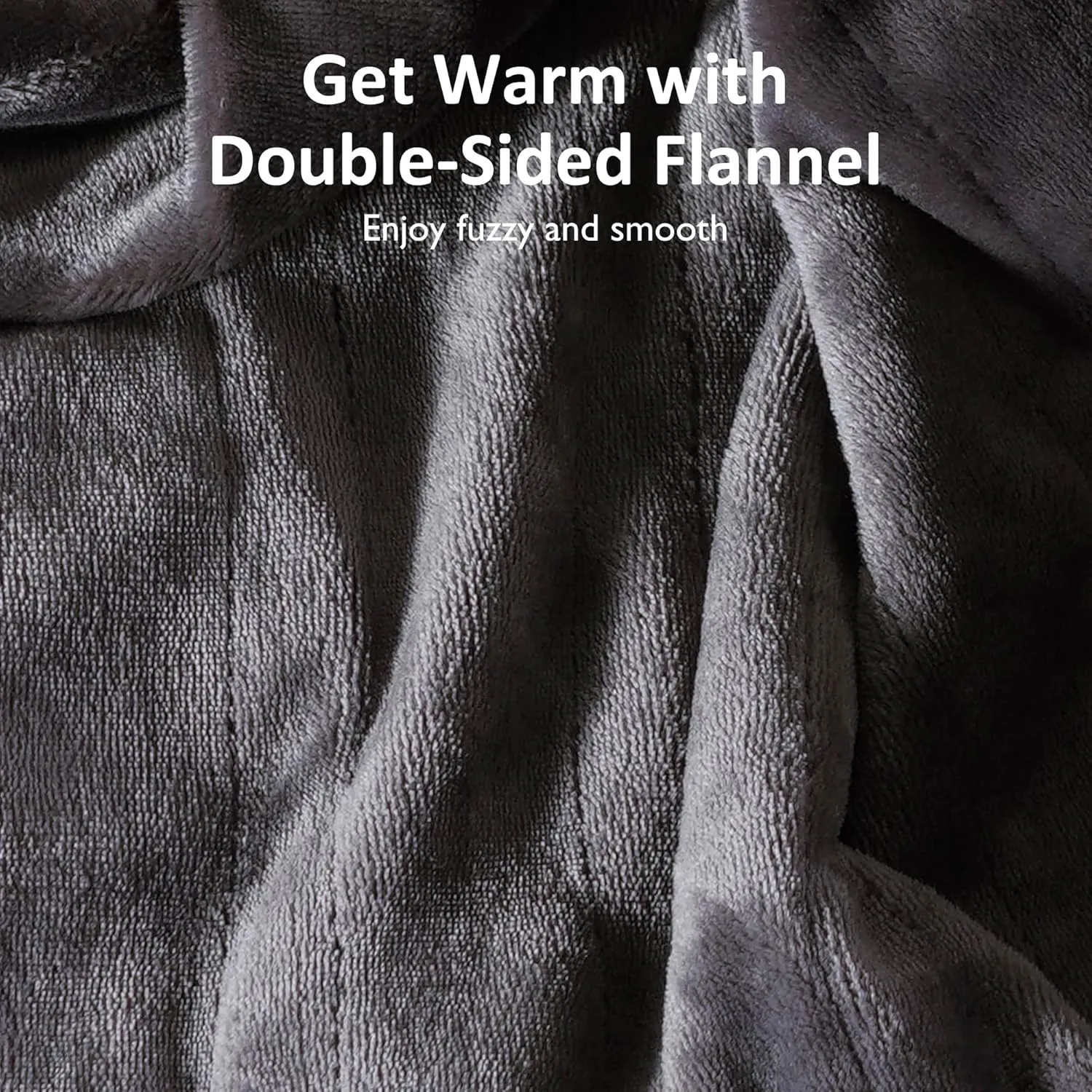 Sunvivi Heated Throw, Electric Blanket Throw 50" x 60", Double-Layer Flannel with 4 Heating Settings, 4 Hours Auto Off, 5 Years Warranty, ETL Certified, Machine Washable, Grey