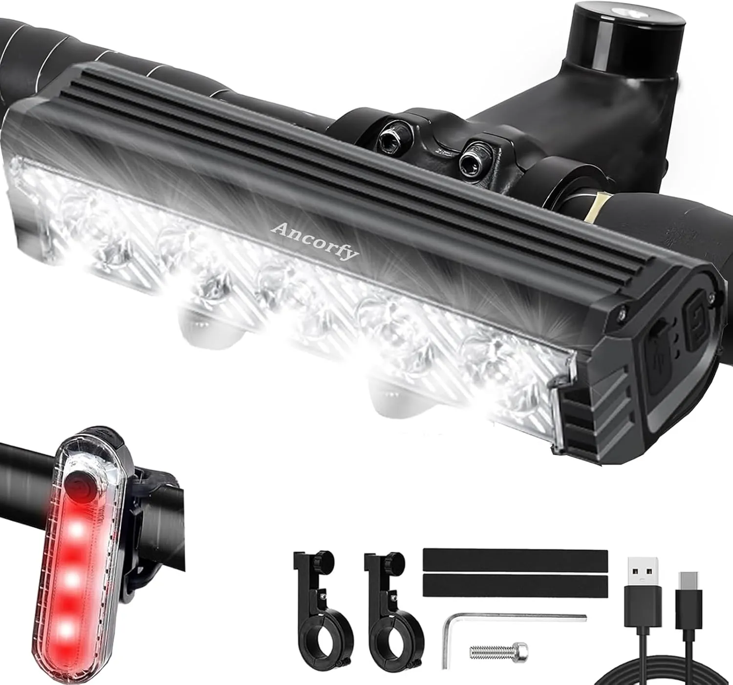 Super Bright LED Bike Light, USB Rechargeable Bicycle Headlight, Waterproof Bike Headlight, 5 Modes 2500 Lumen Bicycle Headlight, MTB Off-Road Cycling Commuting