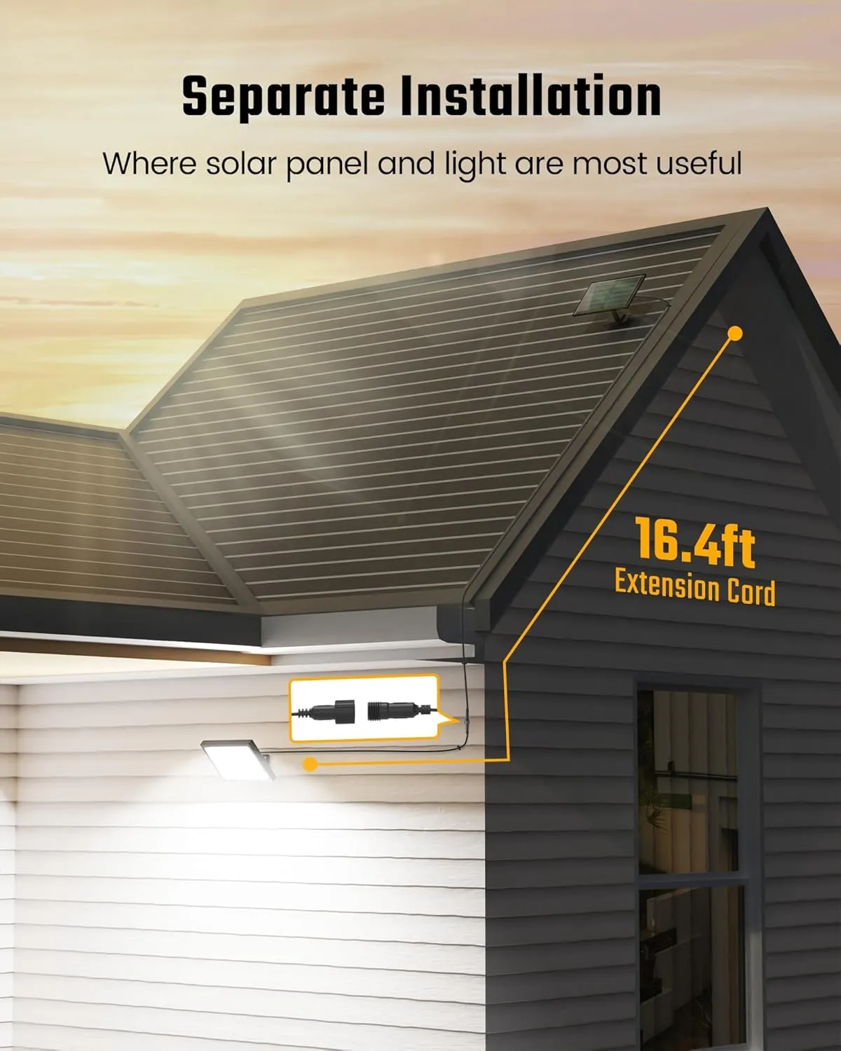 SUPERDANNY Solar Outside Lights with 113 Bright LEDs 7000K, Motion Sensor Outdoor Flood Lights Dusk to Dawn with 16ft Cable IP65 Waterproof, Security Light for Garden Barn Porch 2 Pack