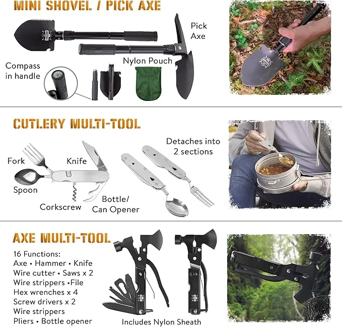 Survival Kit, 265 Pcs, First Aid Kit, Bug Out Bag, Hiking Gear Essentials, Emergency Outdoor Gear and Equipment, Molle System, EDC, Camping Accessories, Hunting, Gifts for Men.