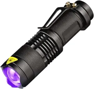 Taction Professional Blacklight Flashlight, 395nm UV-A, Lightweight, Handheld, Fluorescence for Crime Scenes