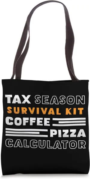 Tax Season Survival Kit Coffee Pizza Calculator Accountant Tote Bag