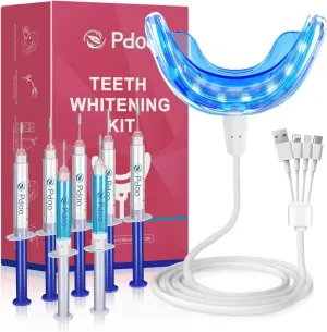 Teeth Whitening Kit with LED Light for Sensitive Teeth, Fast Results for Brightening at Home, Teeth Whitening Gel Helps Remove All Kinds of Stains