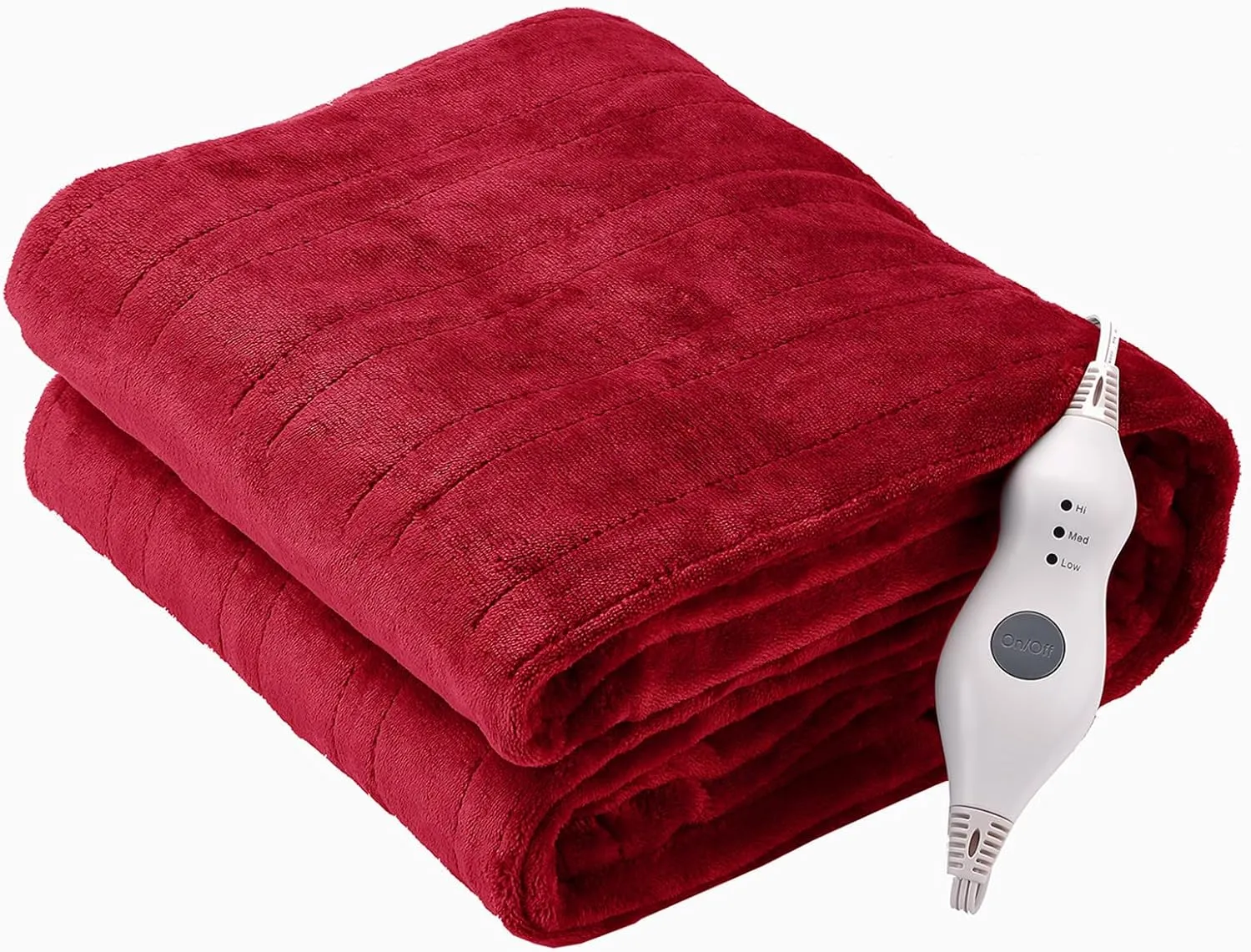 Tefici Electric Heated Blanket Throw, Super Cozy Soft 2-Layer Flannel 50" x 60" Heated Throw with 3 Heating Levels & 4 Hours Auto Off, Machine Washable, ETL&FCC Certified, Home Office Use, Red