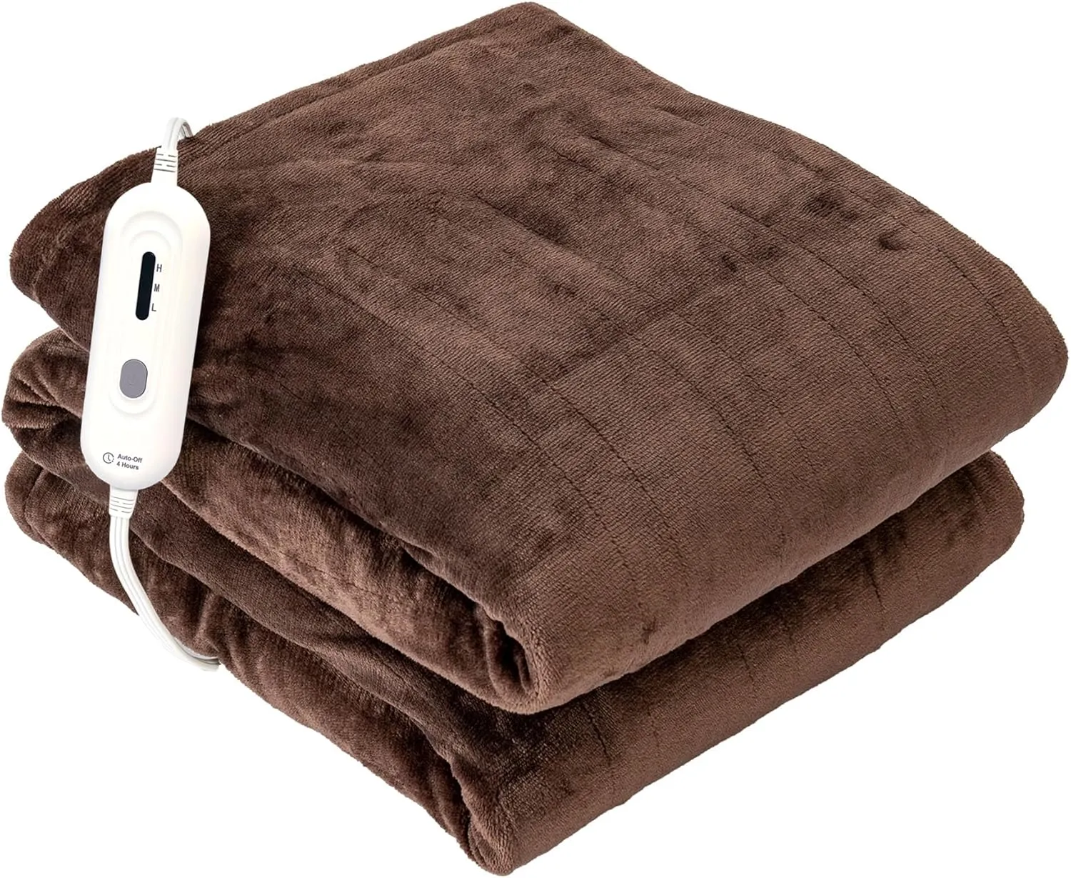 Tefici Electric Heated Blanket Throw, Super Cozy Soft 2-Layer Flannel 50" x 60" Heated Throw with 3 Heating Levels & 4 Hours Auto Off, Machine Washable, ETL&FCC Certified, Home Office Use,Brown