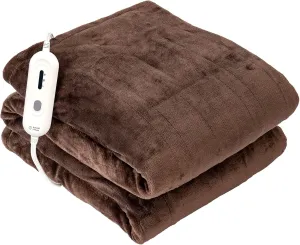 Tefici Electric Heated Blanket Throw, Super Cozy Soft 2-Layer Flannel 50" x 60" Heated Throw with 3 Heating Levels & 4 Hours Auto Off, Machine Washable, ETL&FCC Certified, Home Office Use,Brown