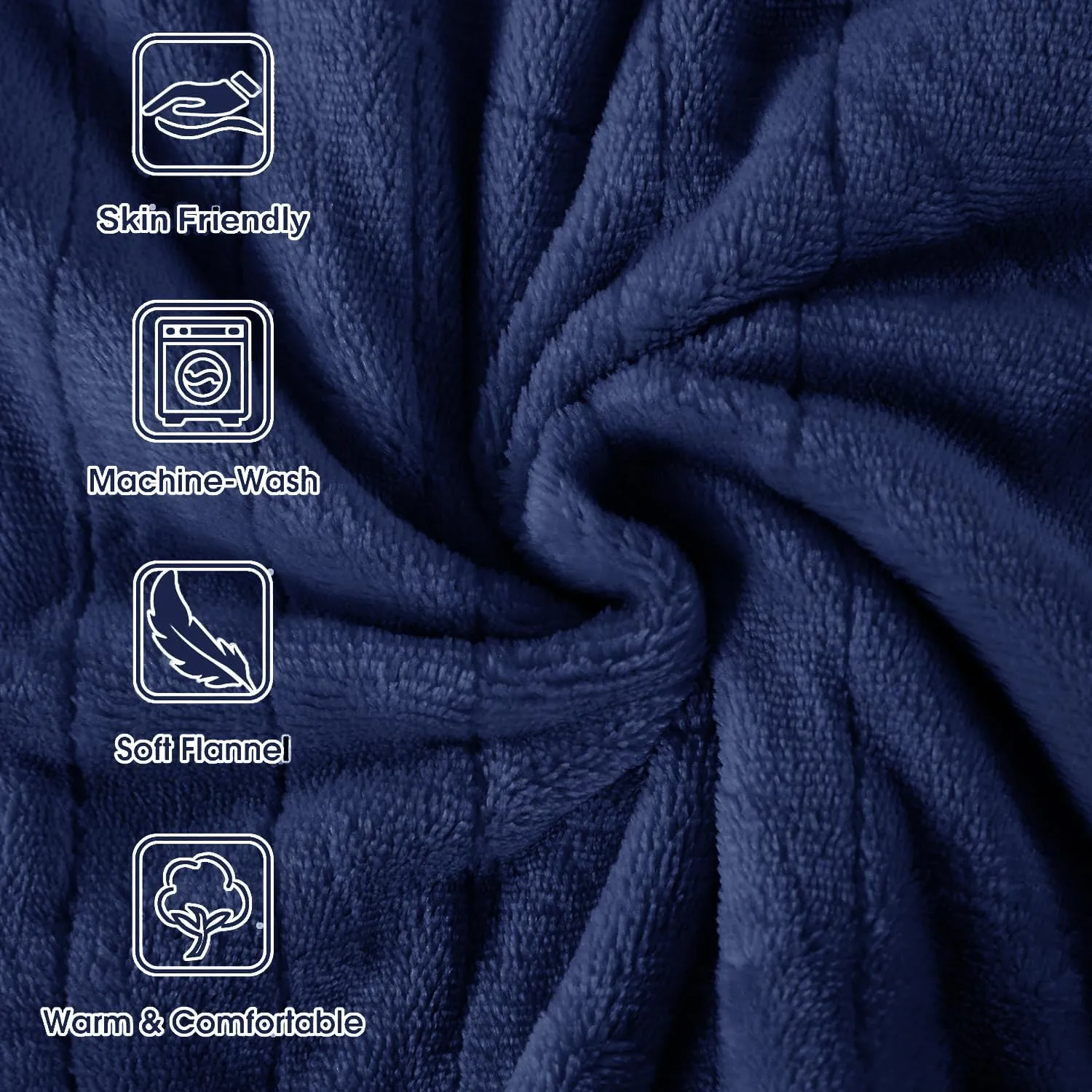 Tefici Electric Heated Blanket Throw, Super Cozy Soft 2-Layer Flannel 50" x 60" Heated Throw with 6 Heating Levels & 4 Hours Auto Off, Machine Washable, ETL&FCC Certified, Home Office Use,Blue