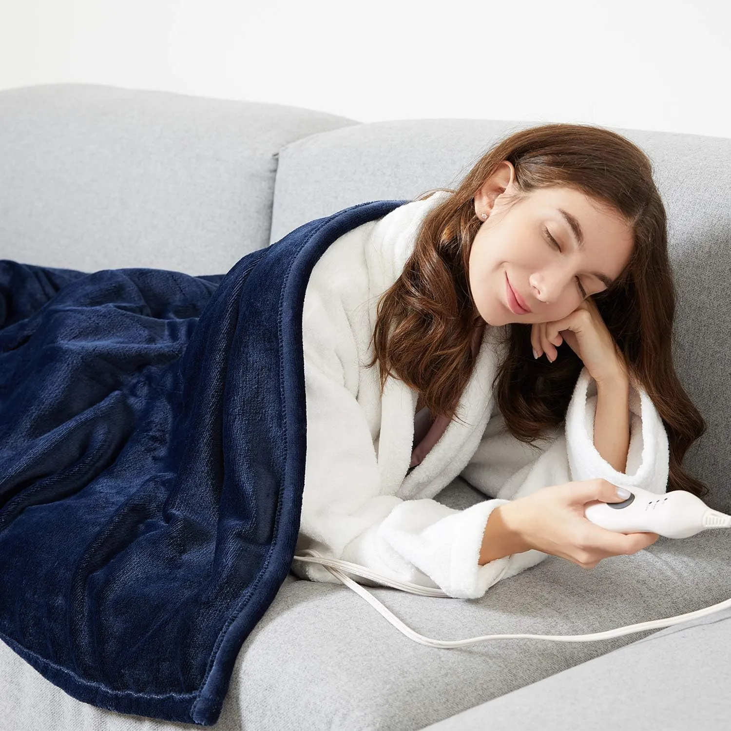 Tefici Electric Heated Blanket Twin,Super Cozy Soft 2-Layer Flannel 62" x 84" Heated Twin Size with 3 Heating Levels 8 Hours Auto Off, Machine Washable, ETL and FCC Certified, Home Office Use, Blue