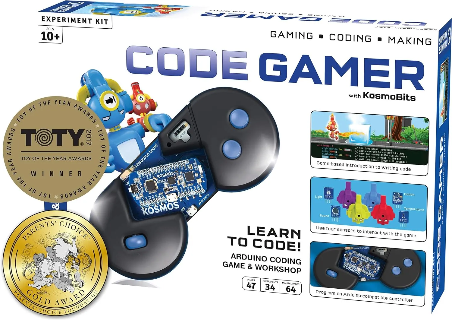 Thames & Kosmos Code Gamer: Coding Workshop & Game | Ios   Android Compatible | Learn To Code | Four Sensors | Powerful Arduino Board | Winner Toy of The Year Award | Parents' Choice Gold Award Winner