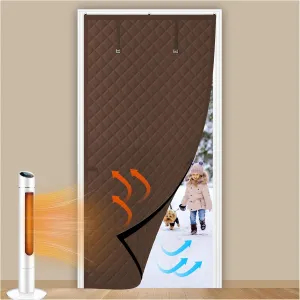 Thermal Insulated Door Curtain Fits Door Size 32 x 80 Inch, Oxford Cloth Thicken Cotton Filled, Curtain Size 35" x 82", Single Piece Door Insulation Blanket Cover for Cold in Winter, Brown