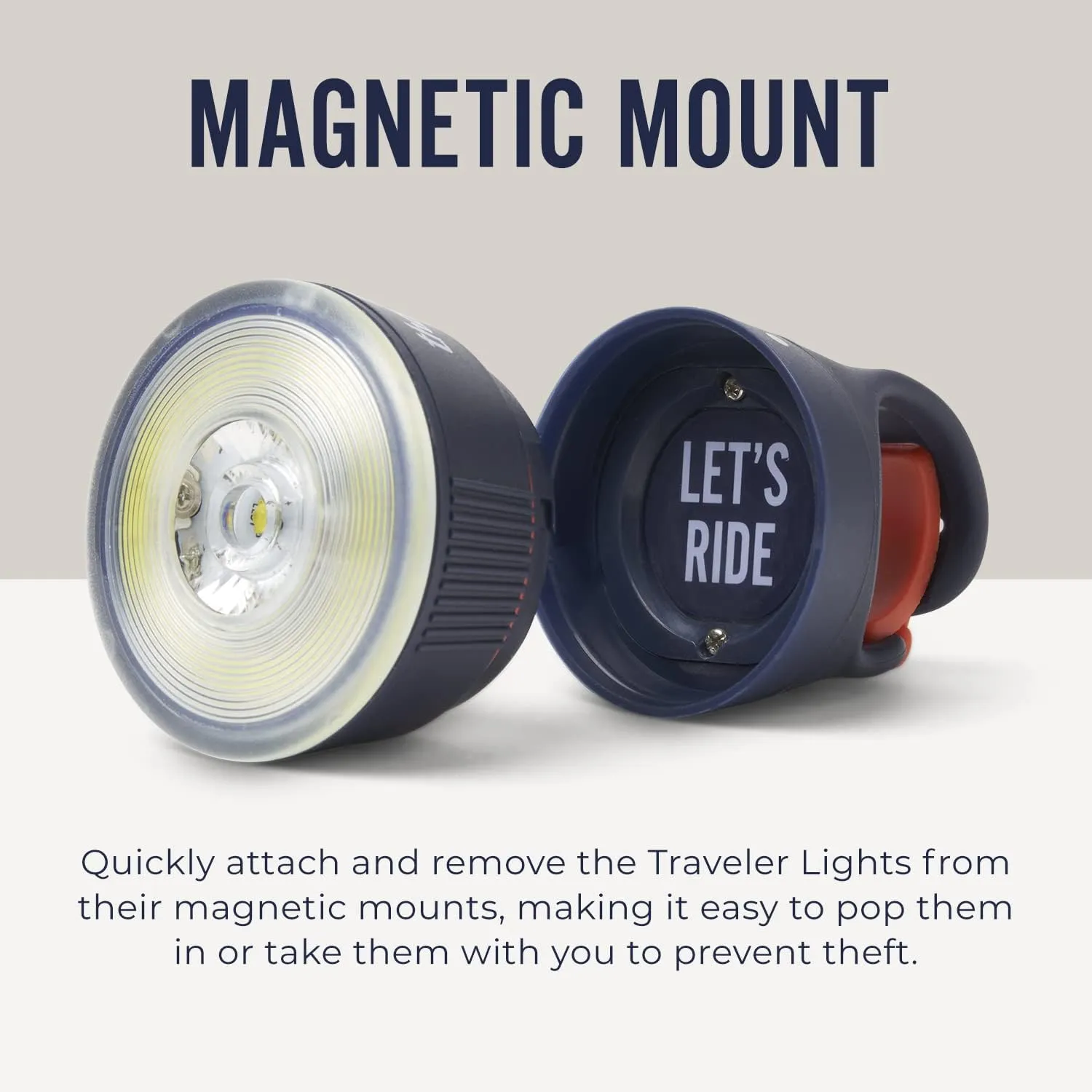 Thousand Traveler Magnetic Bike Light - High Lumen Rechageable LED Bicycle & E-Bike Light - Night Riding Safety Accessory - Solid & Flashing Mode Settings - Headlight, Tail Light, and Sets