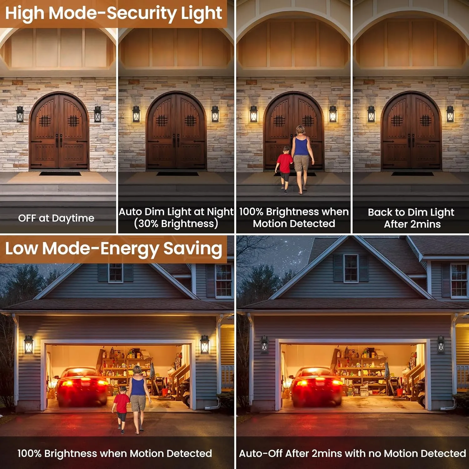 TOBUSA 2-Pack Motion Sensor Outdoor Wall Lanterns Waterproof, Oil Rubbed Bronze Exterior Light Fixtures Wall Mount, Dusk Dawn Outdoor Wall Lighting Outside Sensor Wall Sconces for House Garage Porch