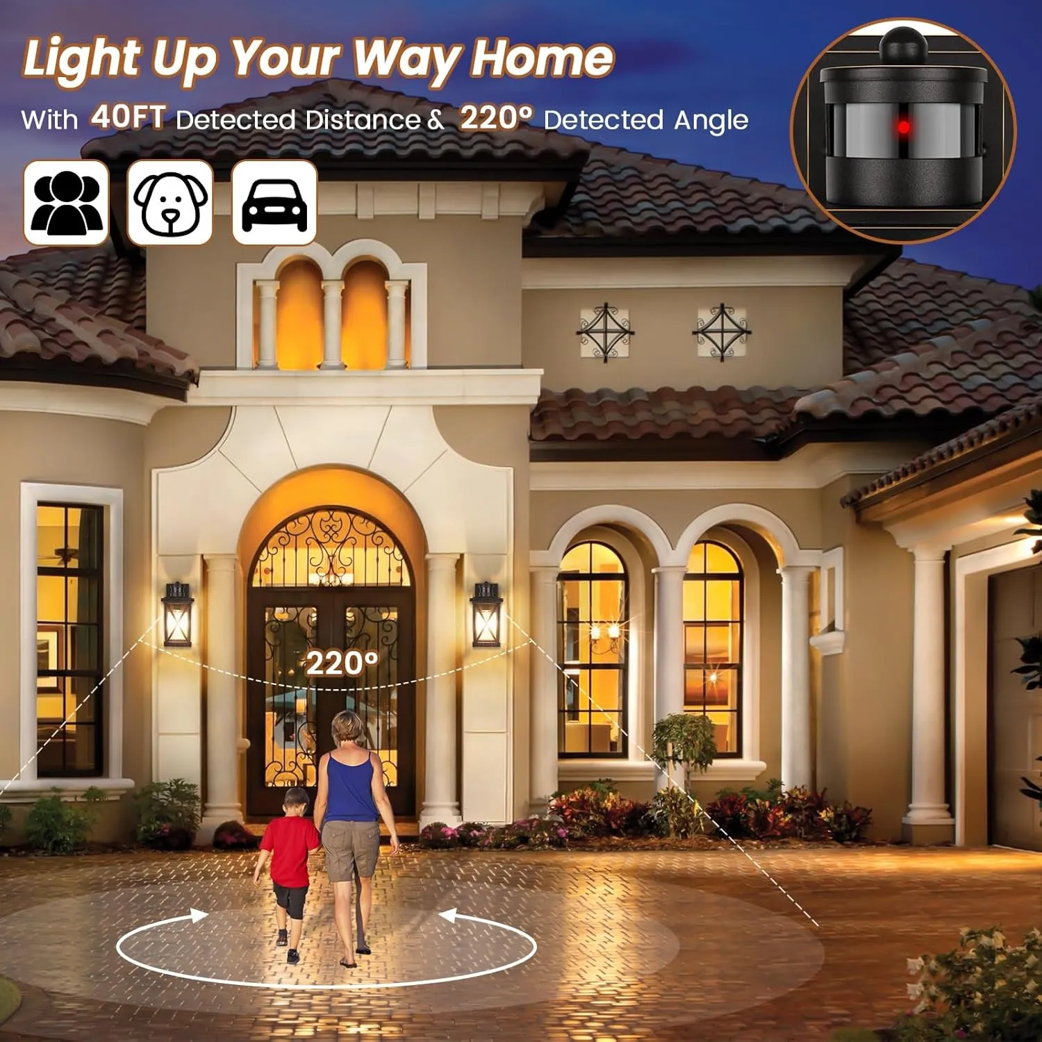 TOBUSA 2-Pack Motion Sensor Outdoor Wall Lanterns Waterproof, Oil Rubbed Bronze Exterior Light Fixtures Wall Mount, Dusk Dawn Outdoor Wall Lighting Outside Sensor Wall Sconces for House Garage Porch
