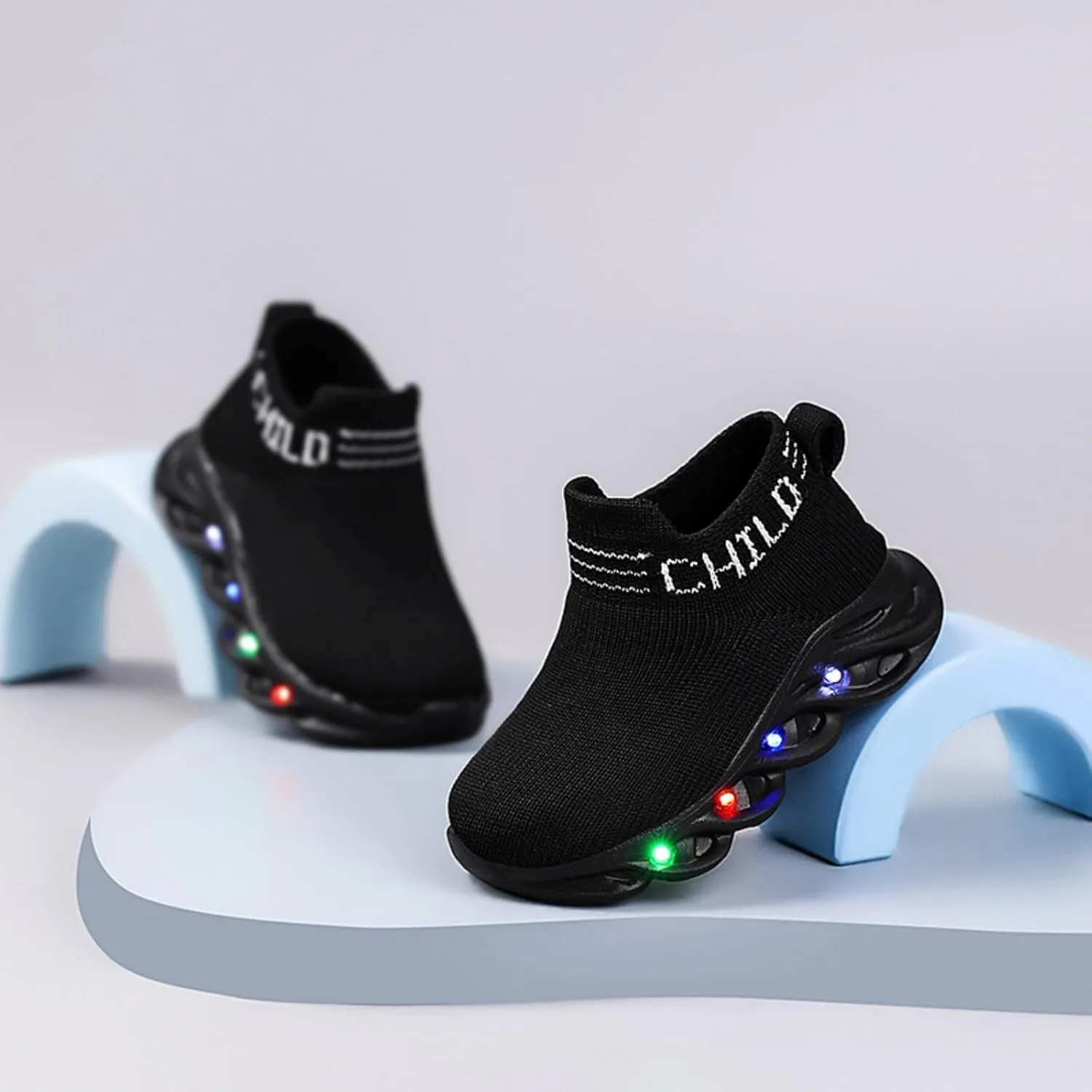 Toddler Light Up Shoes Little Kids Led Sneaker Breathable First Walking Athletic Casual Mesh Boys Girls Shoe