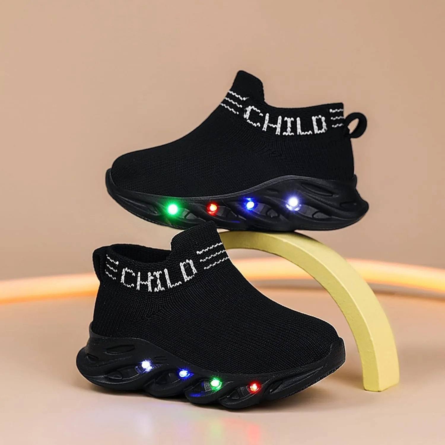 Toddler Light Up Shoes Little Kids Led Sneaker Breathable First Walking Athletic Casual Mesh Boys Girls Shoe