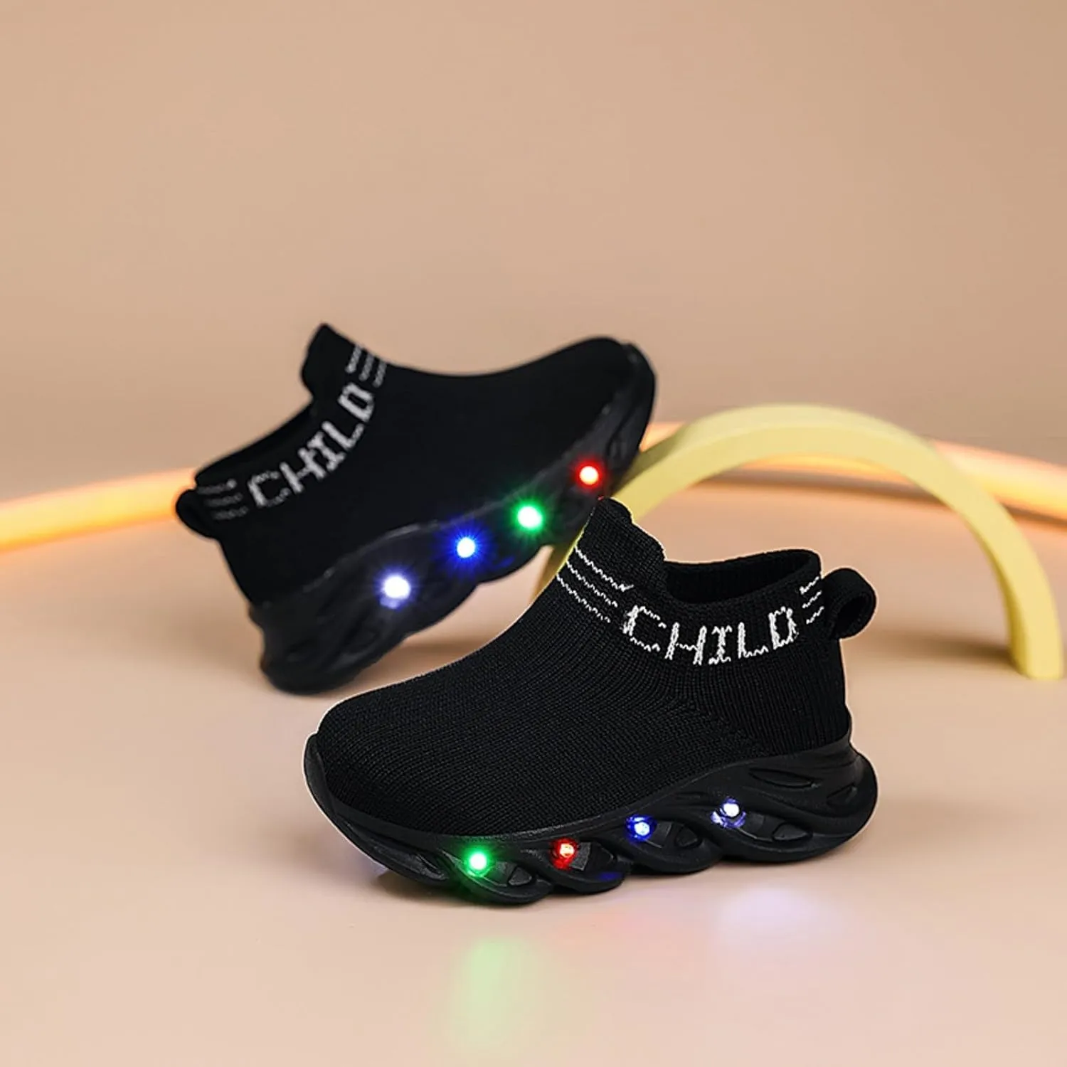 Toddler Light Up Shoes Little Kids Led Sneaker Breathable First Walking Athletic Casual Mesh Boys Girls Shoe