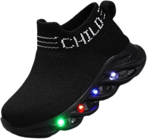Toddler Light Up Shoes Little Kids Led Sneaker Breathable First Walking Athletic Casual Mesh Boys Girls Shoe