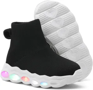 Toddler Little Kids Light Up Fashion Sneakers Slip on Led Shoe Breathable Casual First Walking Mesh Boys Girls