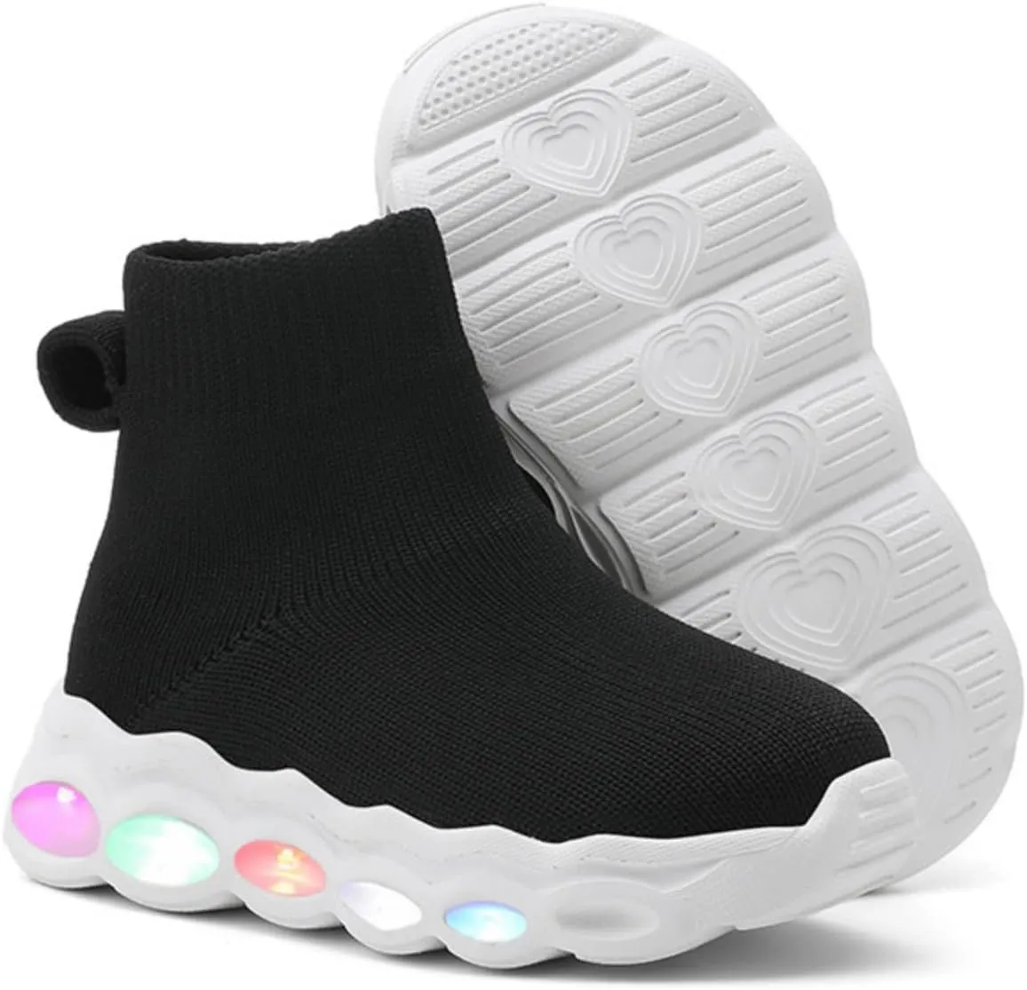 Toddler Little Kids Light Up Fashion Sneakers Slip on Led Shoe Breathable Casual First Walking Mesh Boys Girls