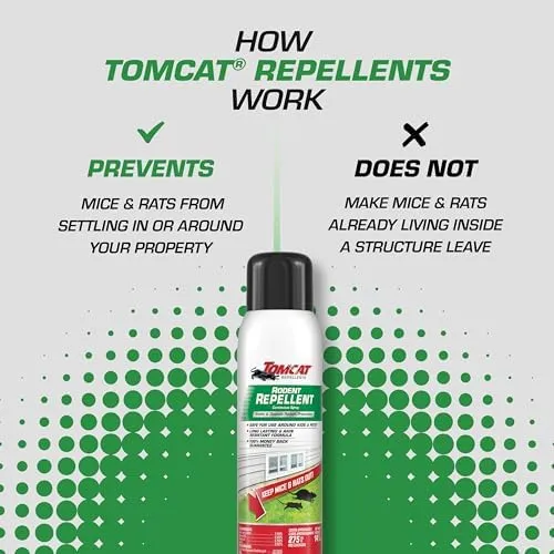 Tomcat Rodent Repellent for Indoor and Outdoor Mouse and Rat Prevention, Continuous Spray, 14 oz.