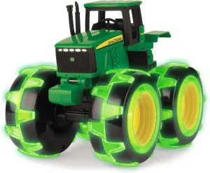 TOMY Monster Treads Lightning Wheels - John Deere Tractor - Motion Activated Light Up Monster Truck Toy - John Deere Tractor Toys with Monster Truck Tires - Ages 3 Years and Up